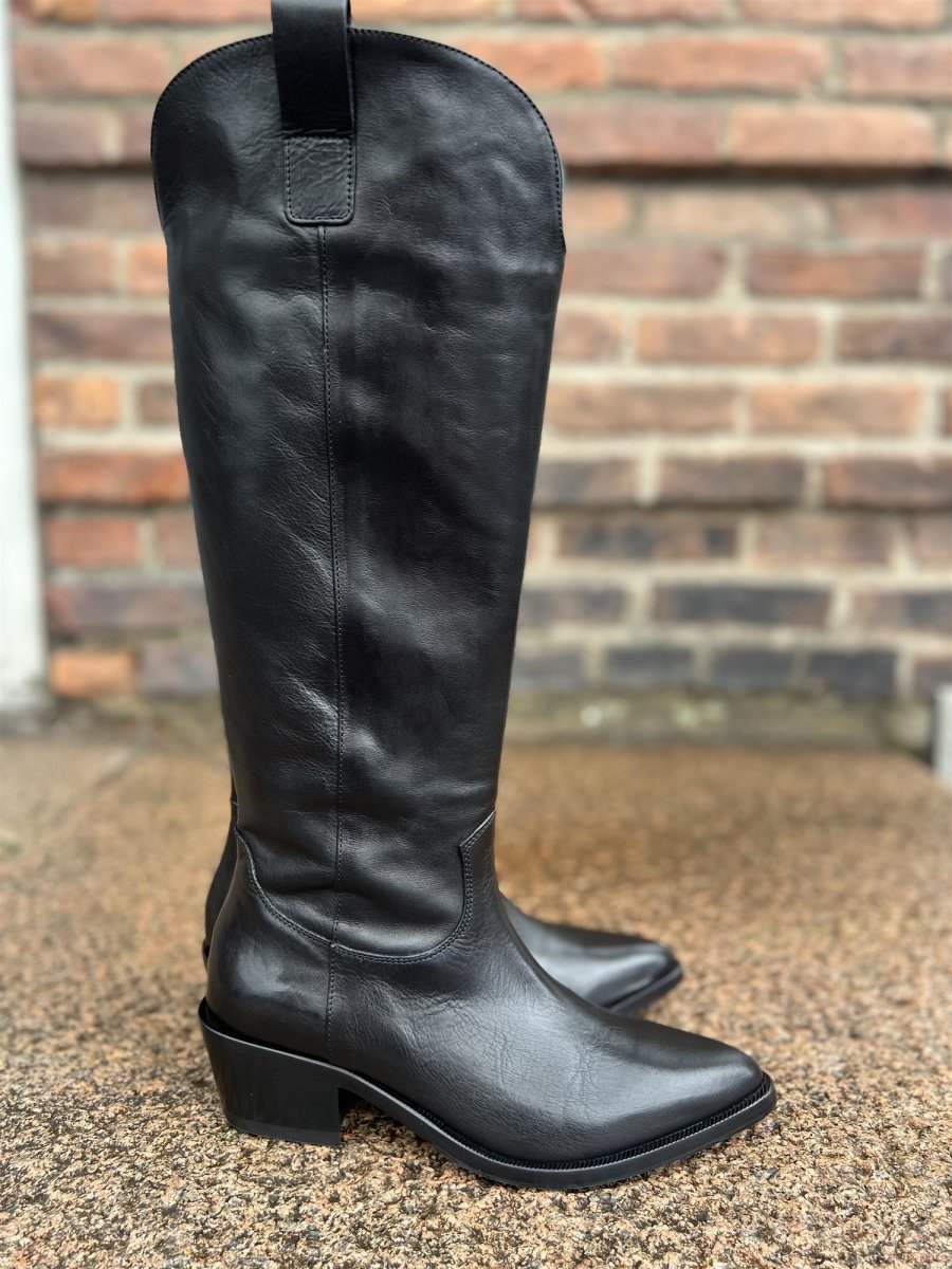 High Leather Boots Black - Image 3