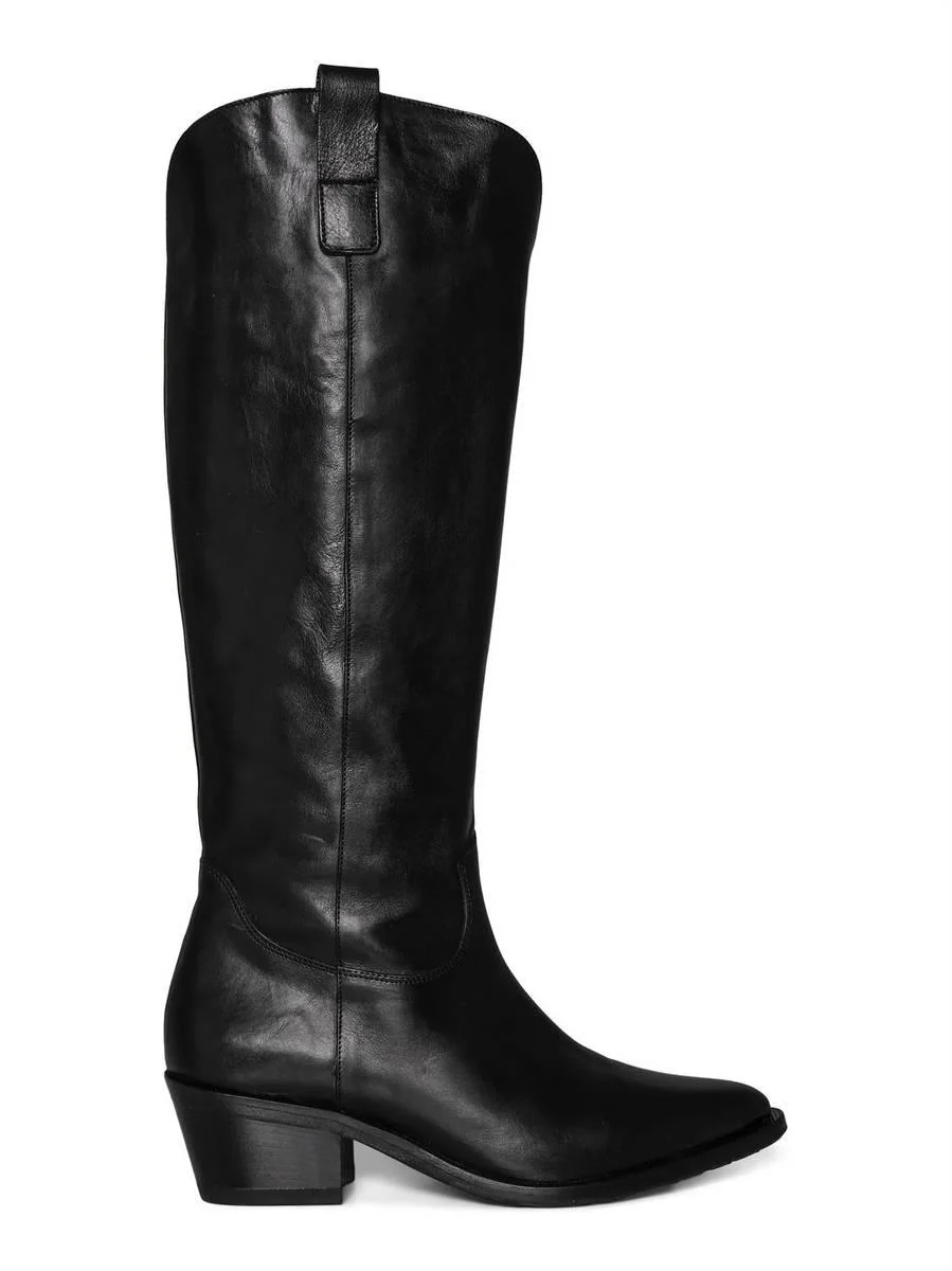 High Leather Boots Black - Image 5