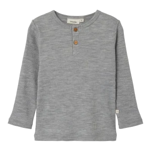 Lil Atelier Fable Wool Top Grey Melange
