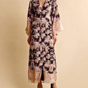 Satin Maxi Dress Midnight Garden