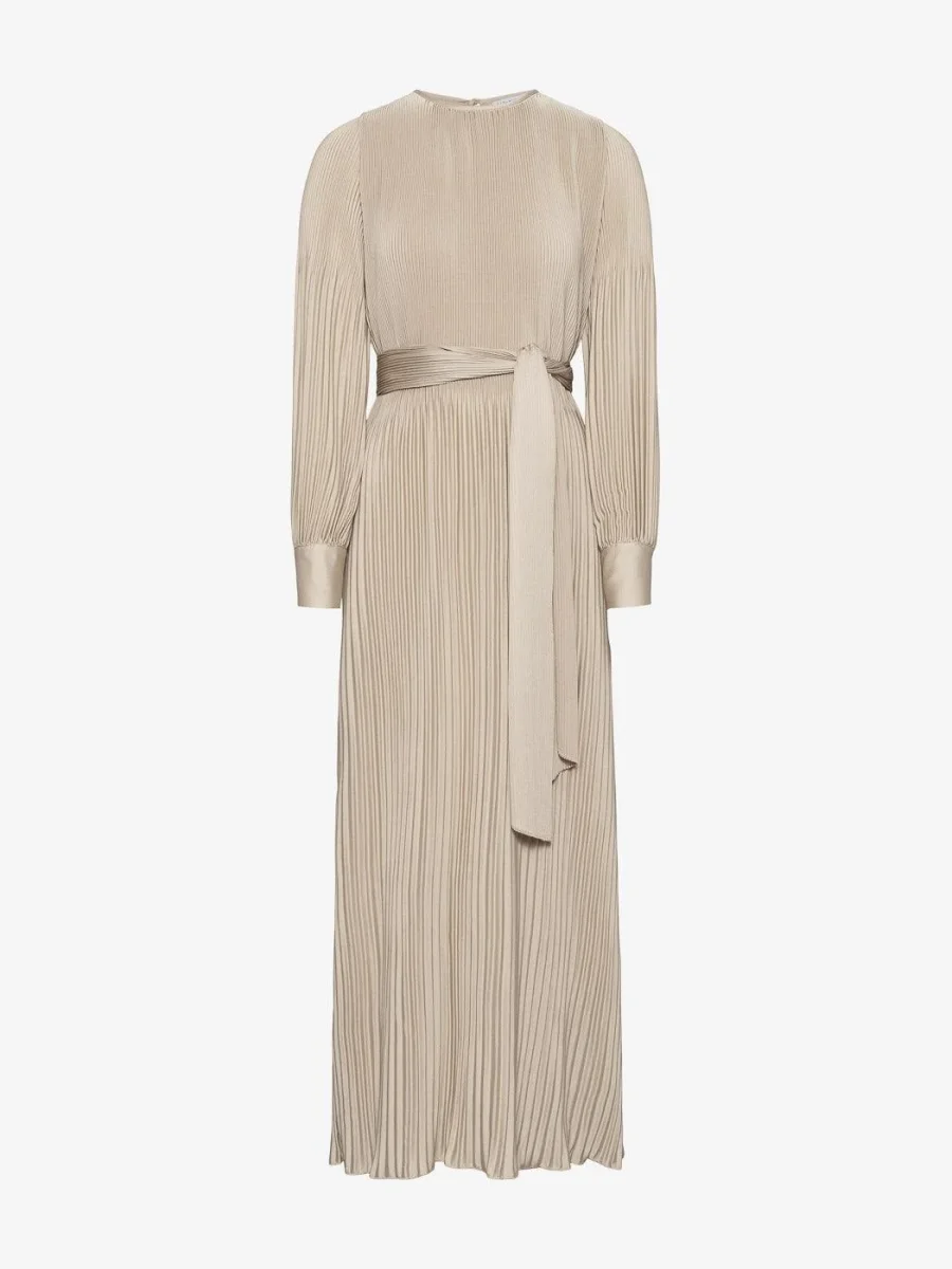 Satin Miami Long Dress Shiny Oatmeal - Image 2
